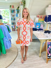 THML Embroidered Short Sleeve Mini Dress
