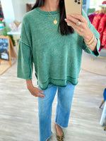 Washed 3/4 Sleeve Boxy Sweater