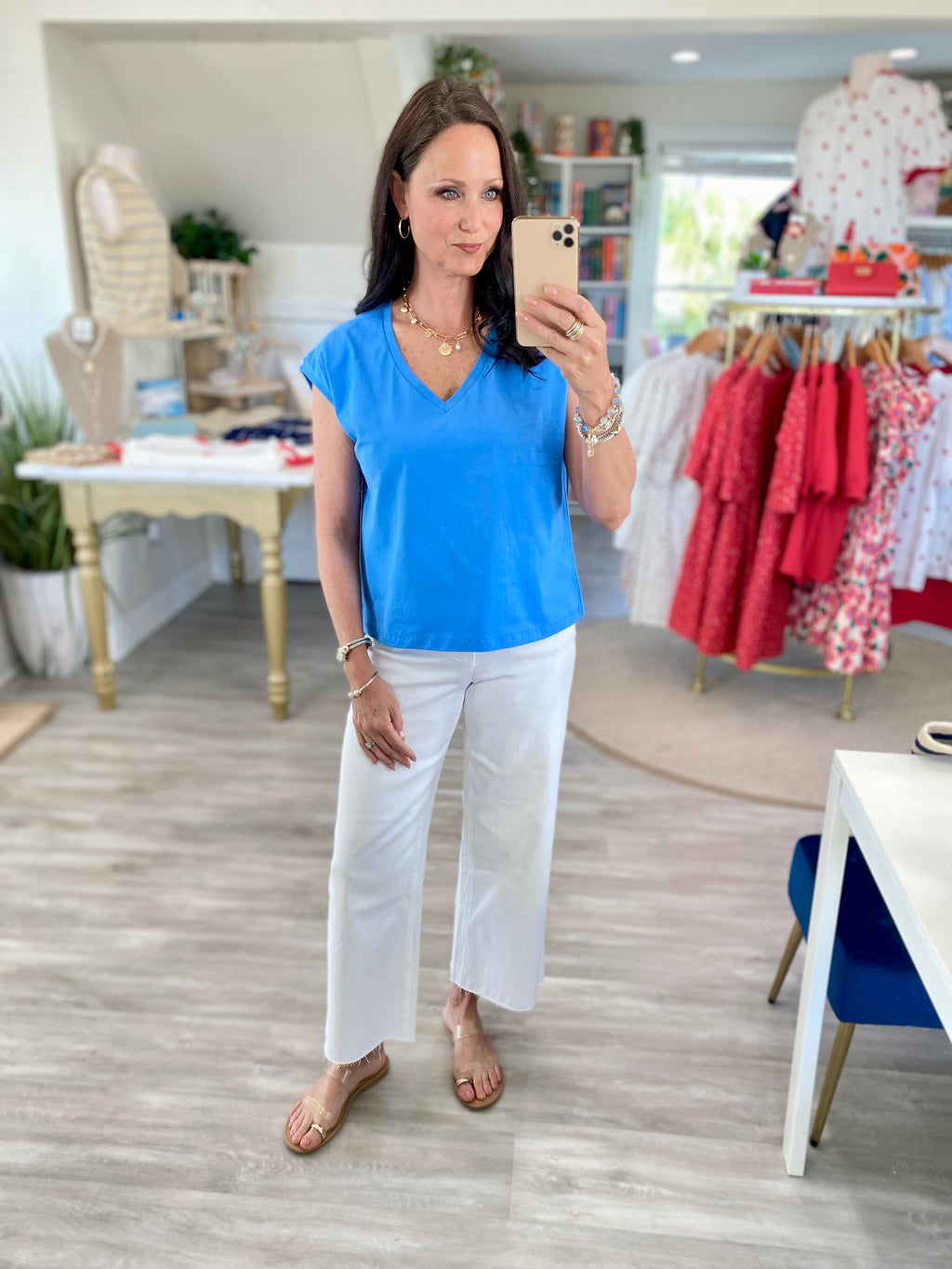 Cotton V Neck Short Sleeve Tee
