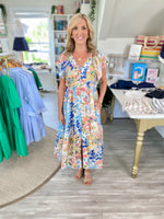 THML Flutter Sleeve Button Front Floral Maxi Dress