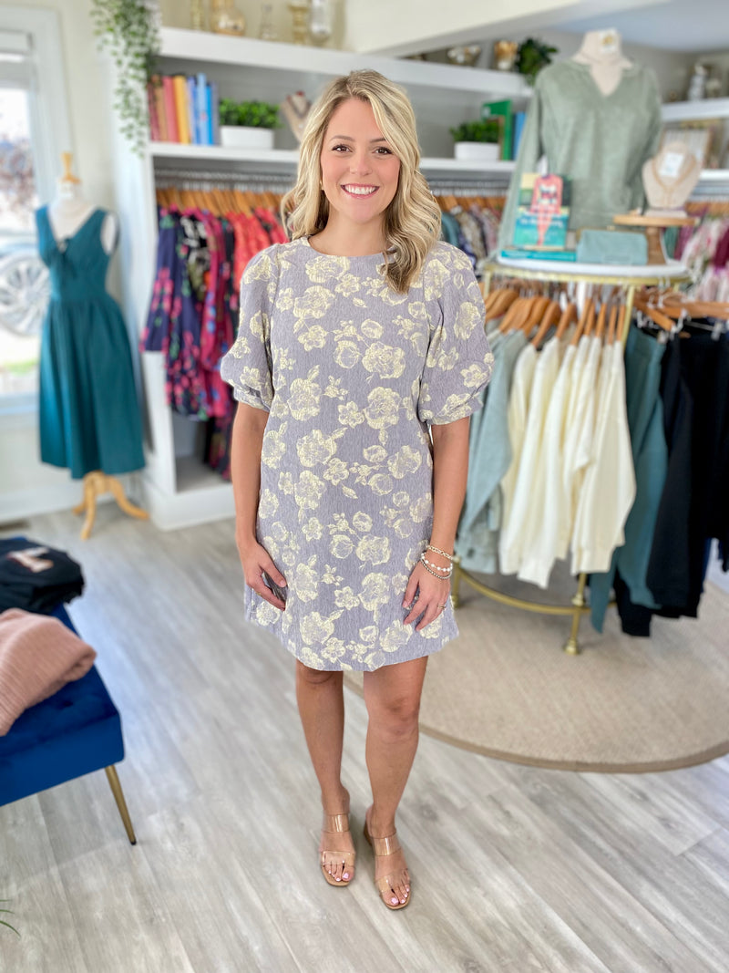 Floral Jacquard Mini Dress