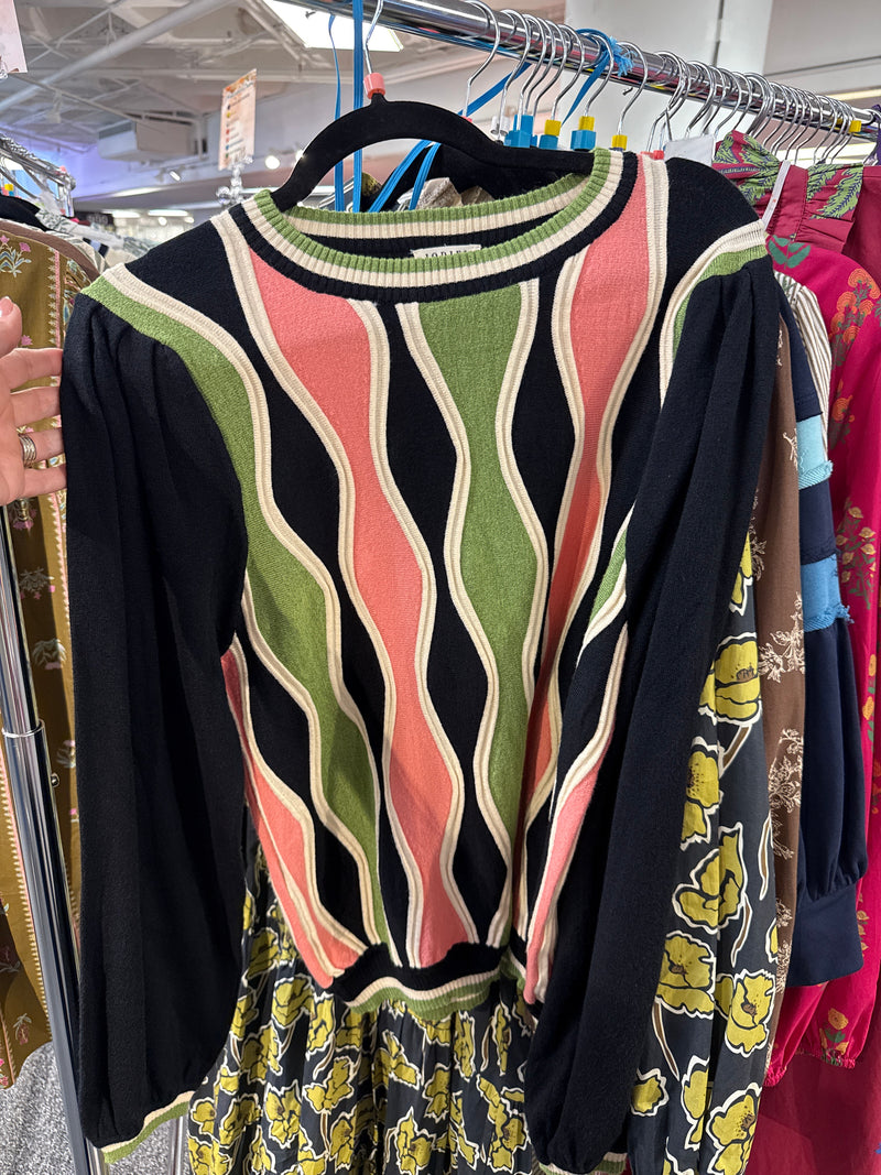 Scallop Stripe Long Sleeve Sweater
