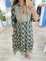Abstract Boarder Print Midi Dress