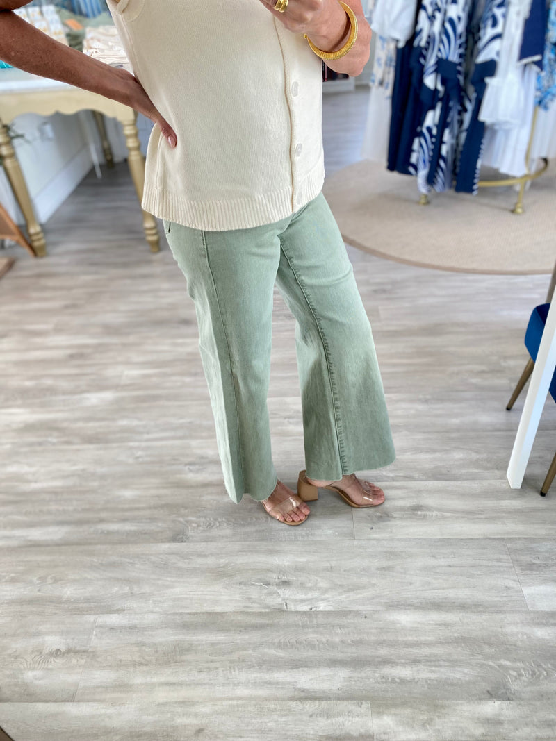 Tummy Control Mid Rise Wide Leg Jeans