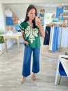 Flutter Sleeve Embroidered Appliqué Top