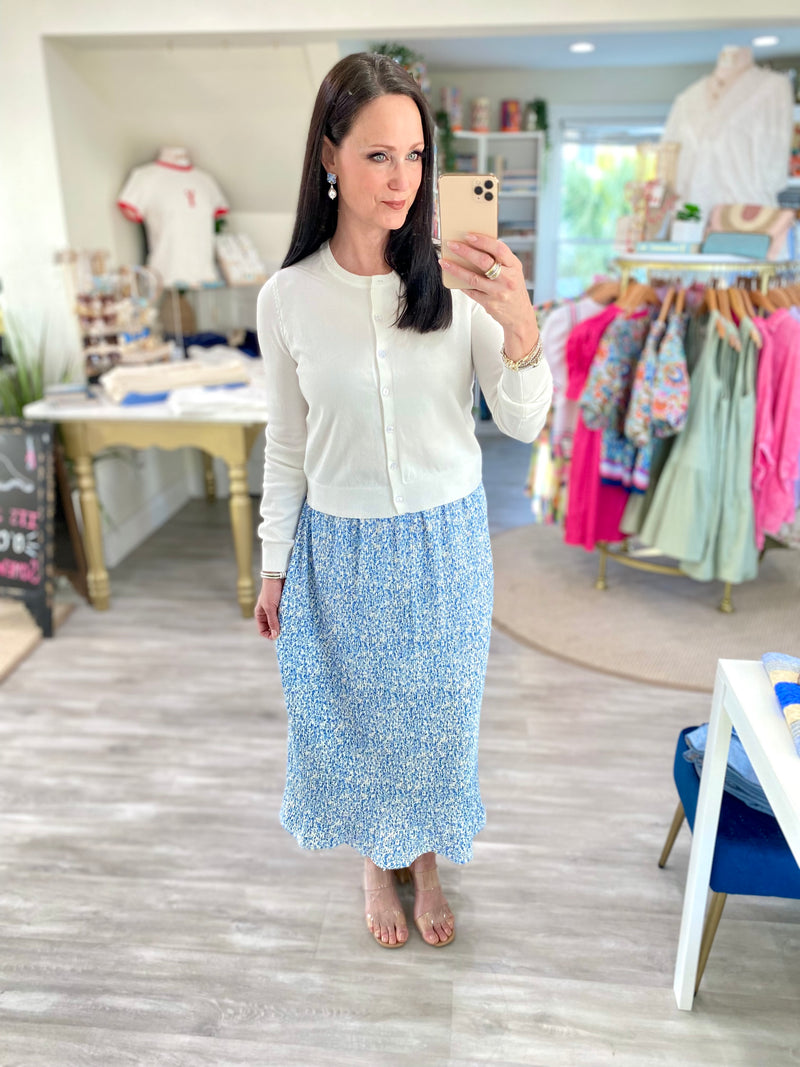 Floral Mini Pleat Midi Skirt