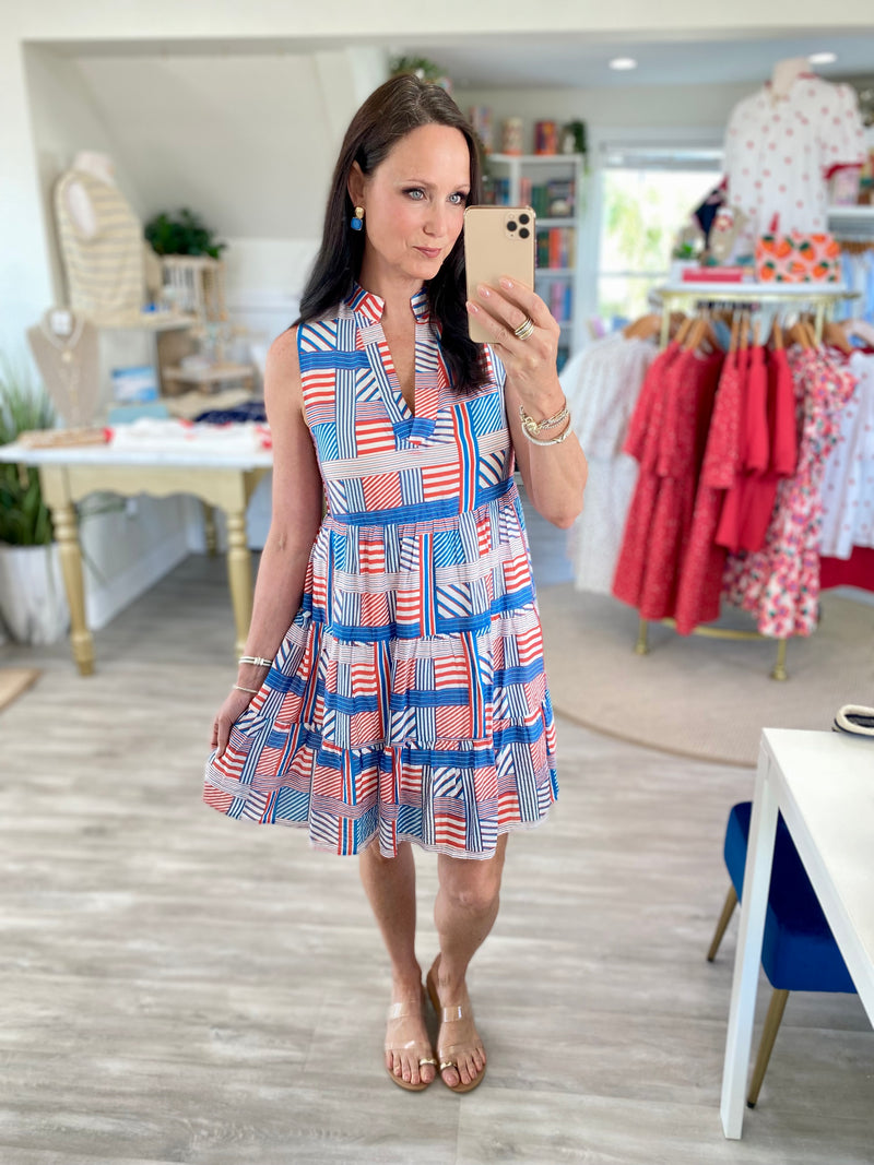 THML Mixed Stripe Sleeveless Mini Dress