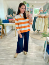 Mixed Stripe Mock Neck Long Sleeve Sweater