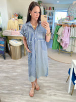 Stripe Midi Length Shirt Dress