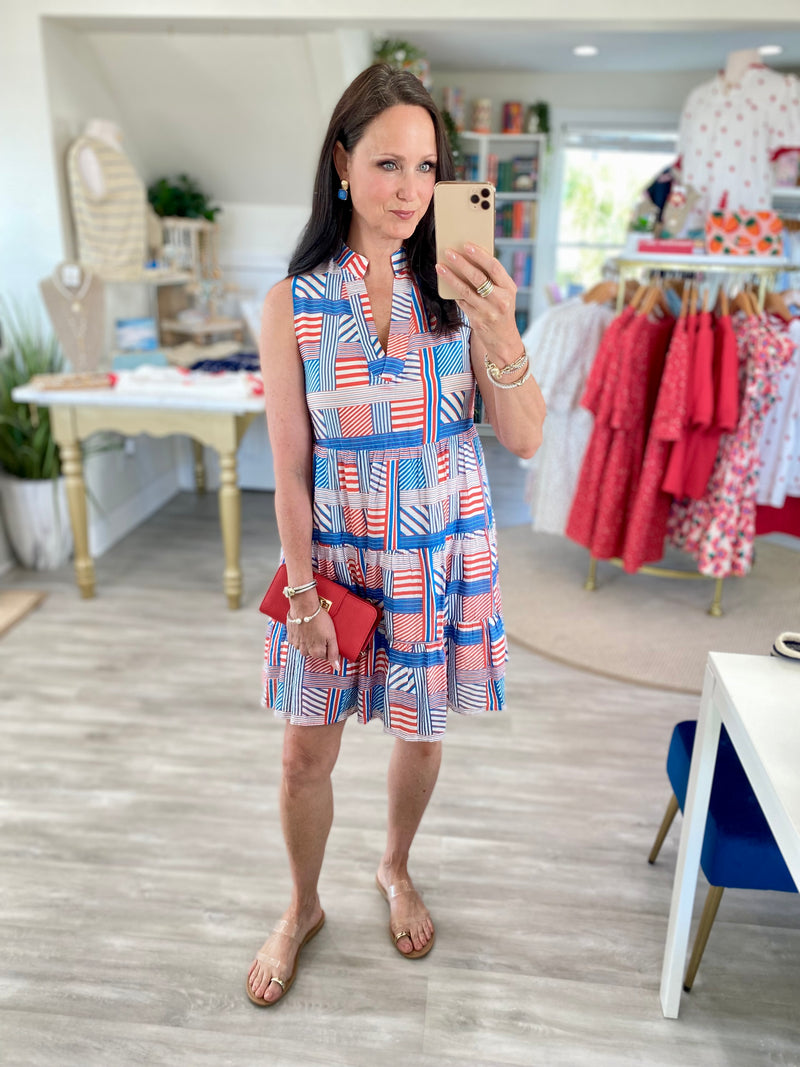 THML Mixed Stripe Sleeveless Mini Dress