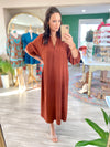 Midi Length Shirt Dress With Pockets