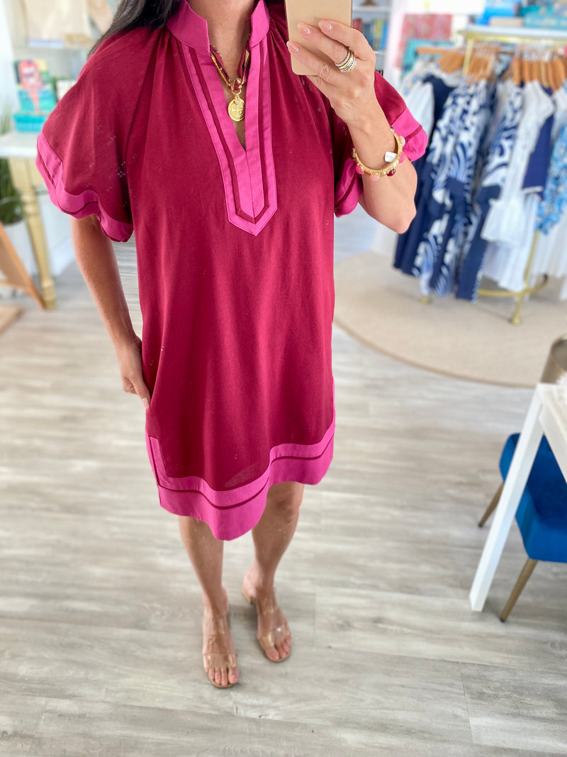 Two Tone Banded Shift Mini Dress