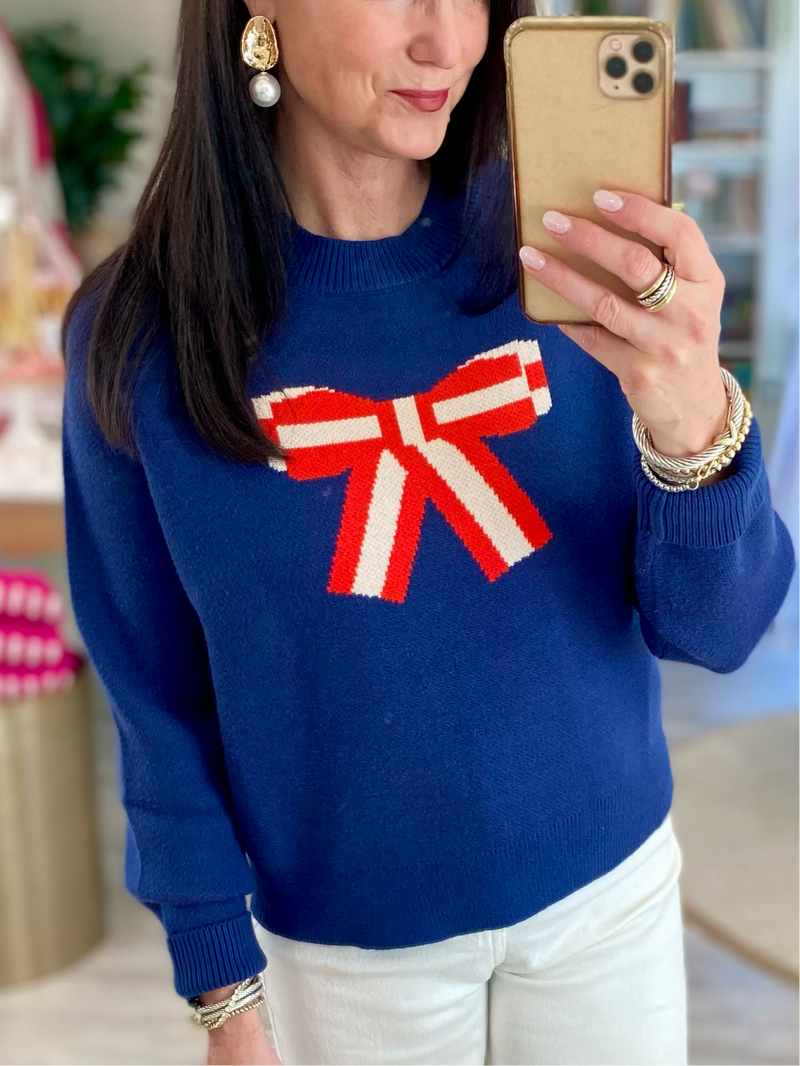 Red White and Bow Sweater