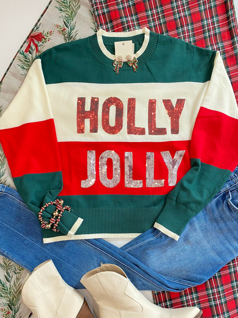 HOLLY JOLLY Sequin Sweater