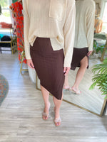 Stripe Side Slip Fitted Midi Skirt