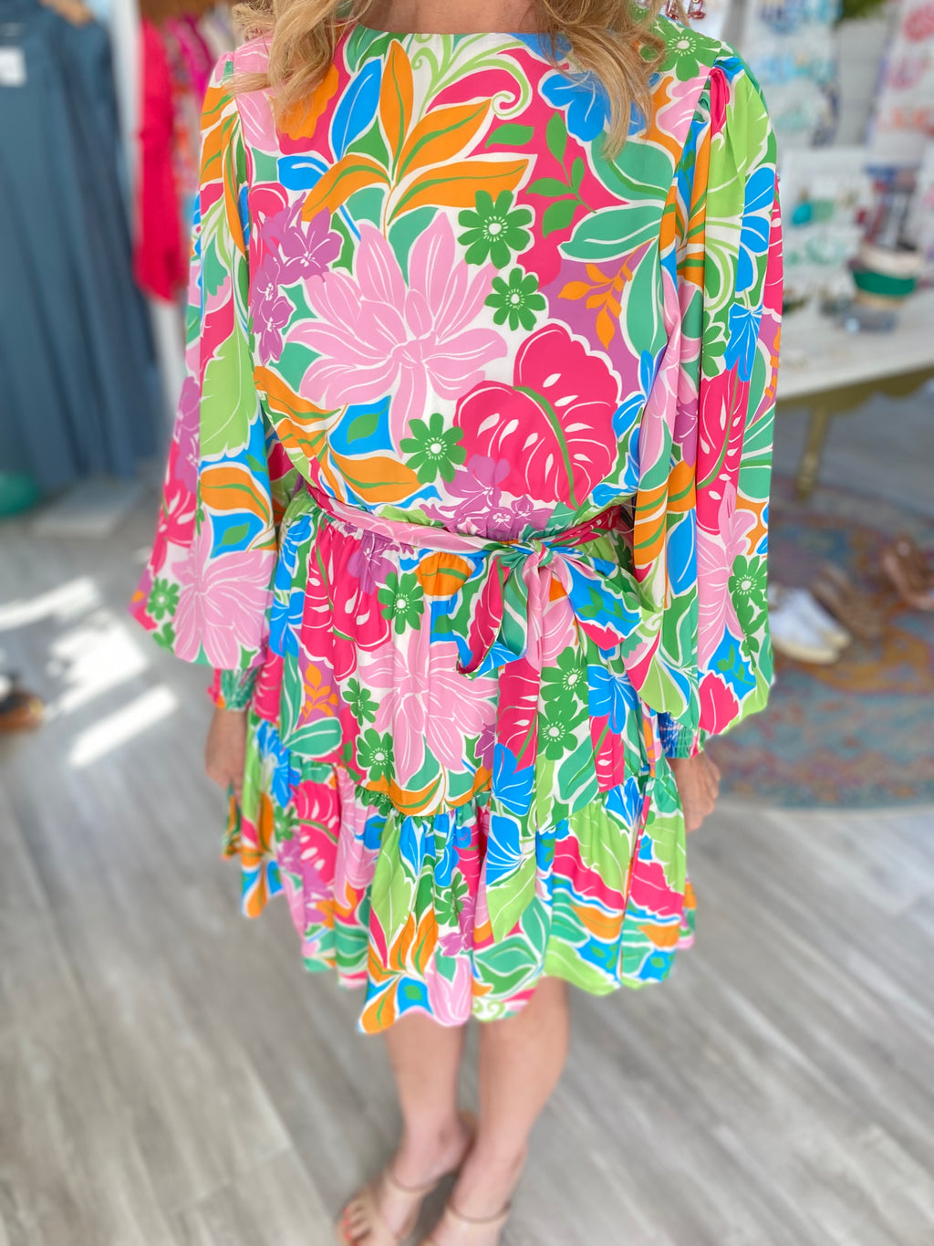 Bold Tropical Print Mini Dress