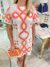 THML Embroidered Short Sleeve Mini Dress