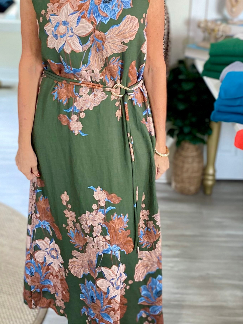 Floral Print Sleeveless Midi Dress