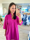 Textured Puff Sleeve Babydoll Dress