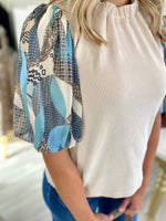 Chenille Mixed Media Sleeve Top