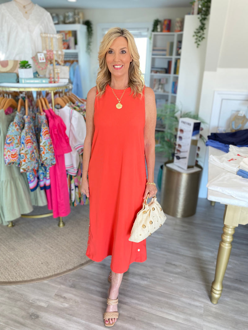 Ribbed Knit Sleeveless Midi Dress