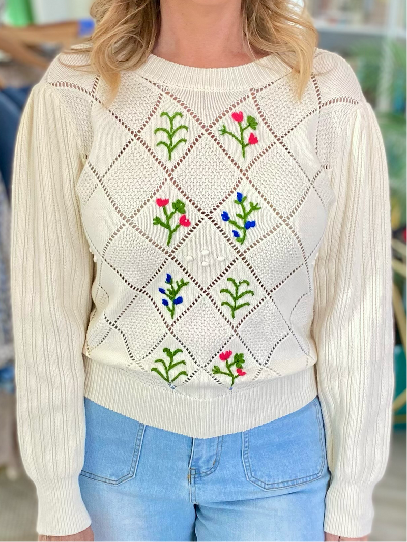 Floral Embroidered Sweater