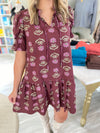 Floral Print Smocked  Short Sleeve Mini Dress