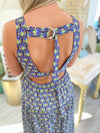 Floral Print Sleeveless Open Back Midi Dress