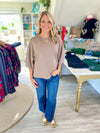 Solid Knit Dropped Shoulder Flare Sleeve Top