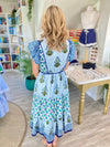 THML Mixed Print Flutter Sleeve Midi Dress