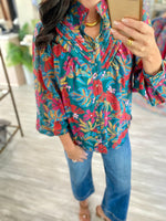 Floral Pin Tuck Yoke Top