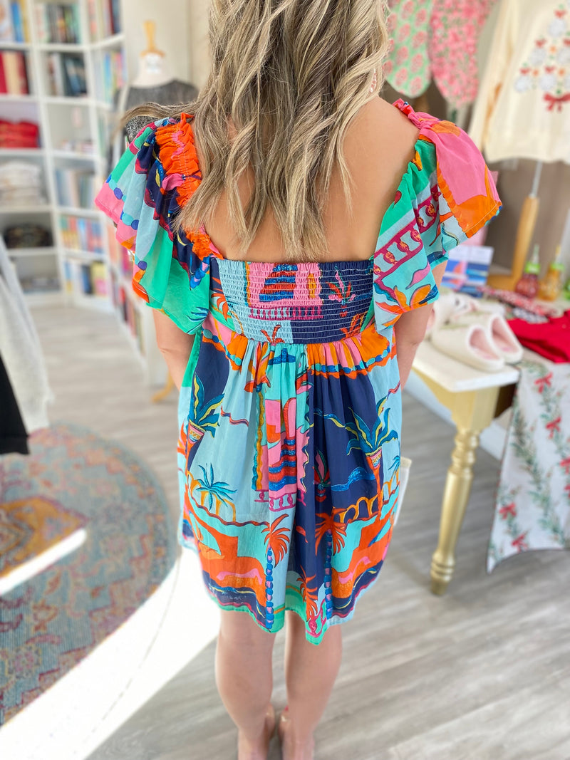 Printed Babydoll Mini Dress