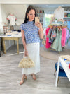 Floral Print Smocked Neck Ruffle Sleeve Top