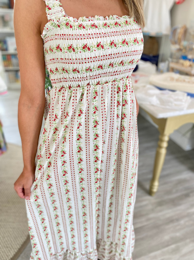 Smocked Bust Sleeveless Midi Dress