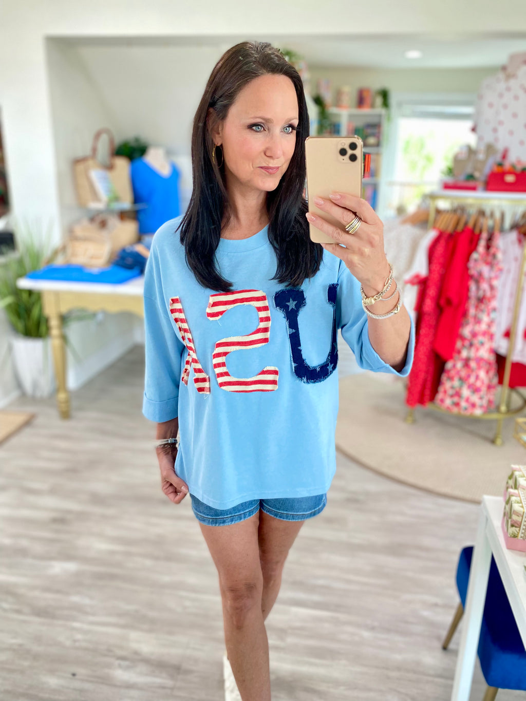 3/4 Sleeve USA Knit Top