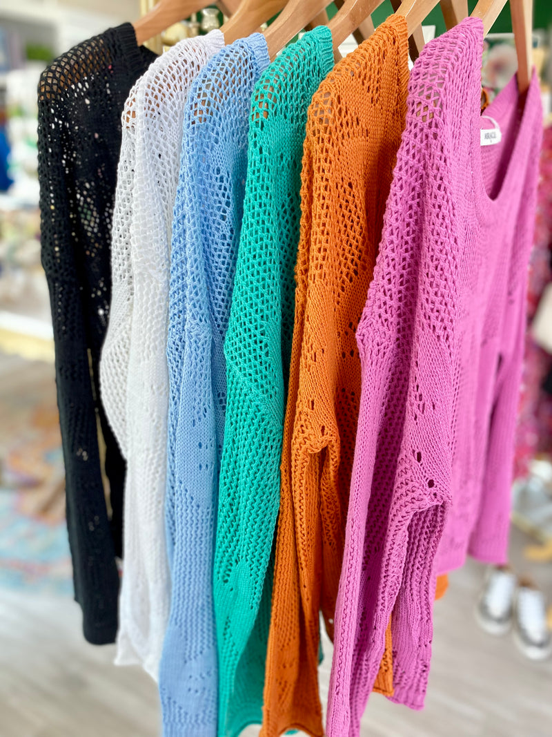 Lightweight Floral Pattern Crochet Sweater