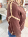 Two Tone Top Stitch Pullover Sweater