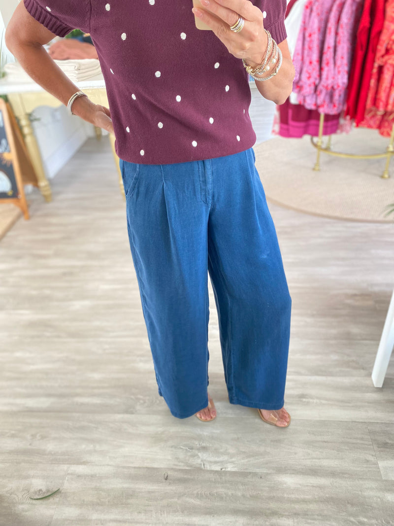 Chambray Tailored Trouser Pants