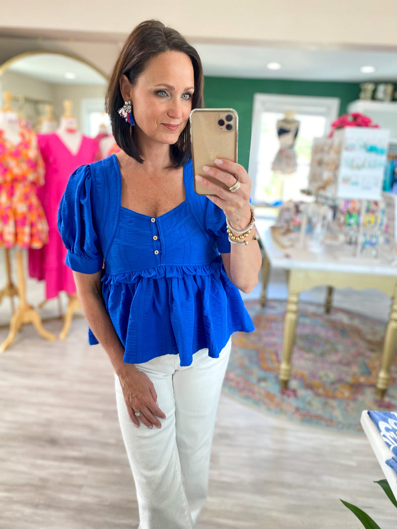 Sweetheart Neck Peplum Top