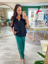 Floral Sheer Sleeve V Neck Top