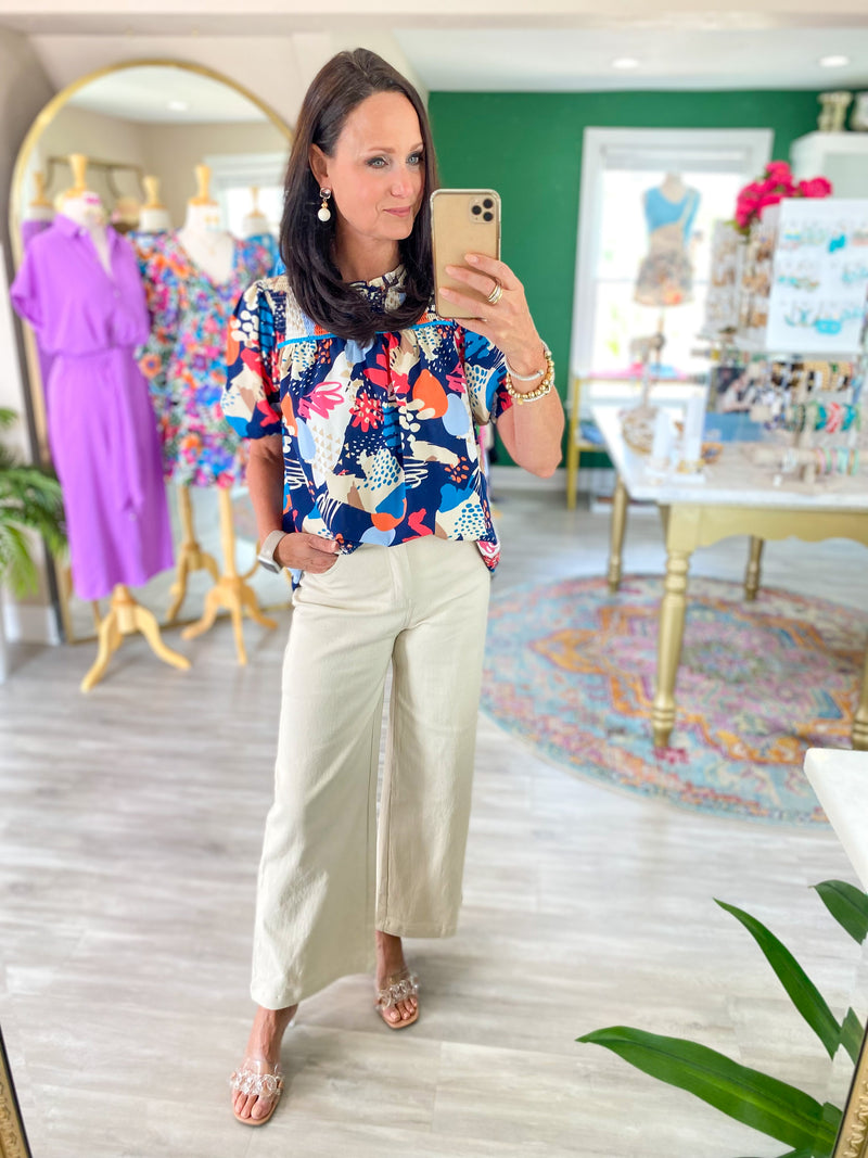 Mid Rise Wide Leg Pants