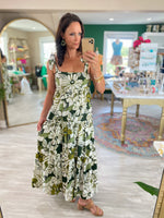 Babydoll Tie Shoulder Tiered Dress