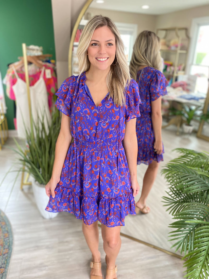 Harlann Floral Bumble Ruffle Mini Dress