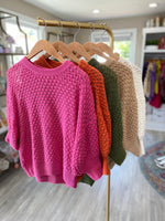 3/4 Sleeve Crochet Knit Sweater