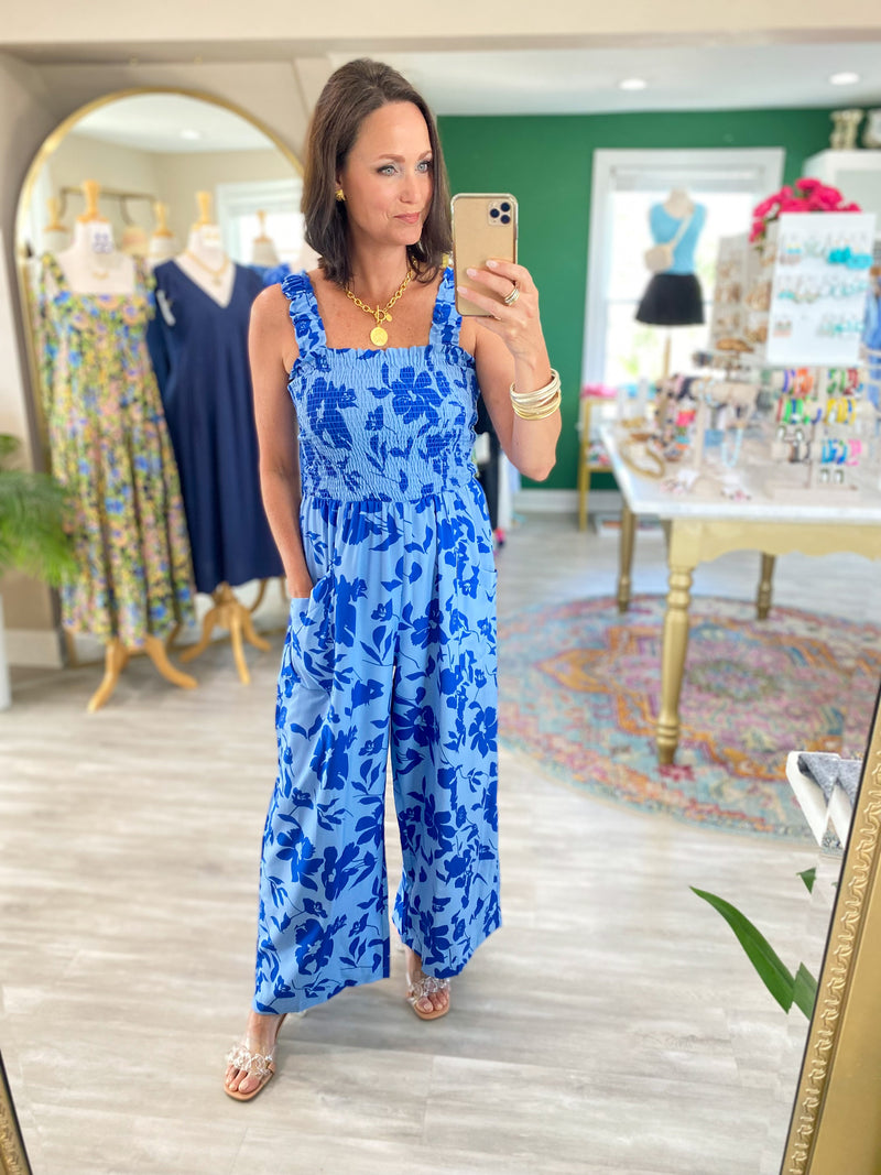 Floral Smocked Bust Jumpsuit