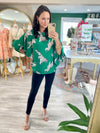 Tiger Print Balloon Sleeve Top