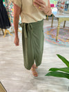 Linen Blend Cargo Wrap Skirt