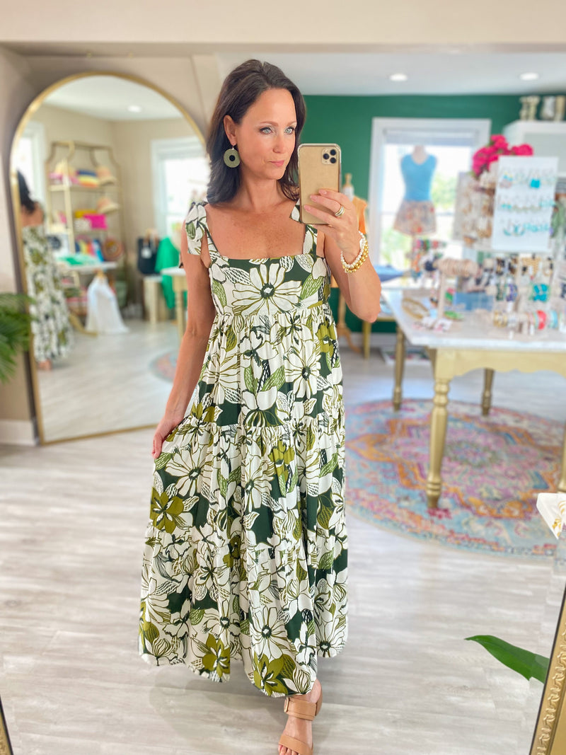 Babydoll Tie Shoulder Tiered Dress