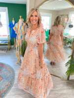 Printed Chiffon Tiered Midi Dress