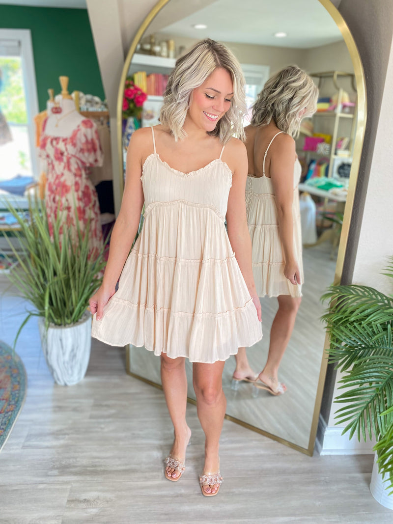Gold Pin Stripe Mini Dress
